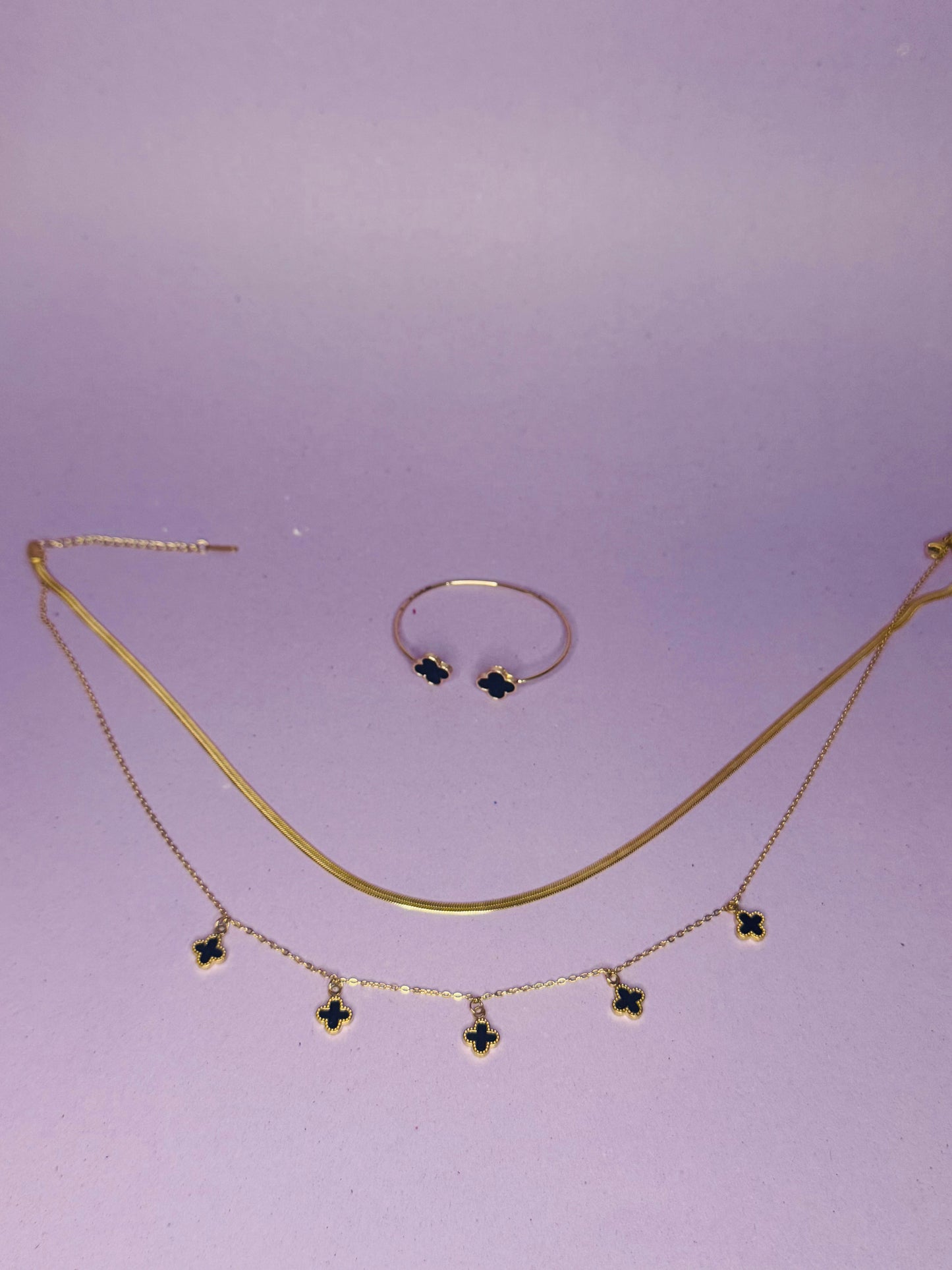 Double layer chain with Bracelet-Stainless steel
